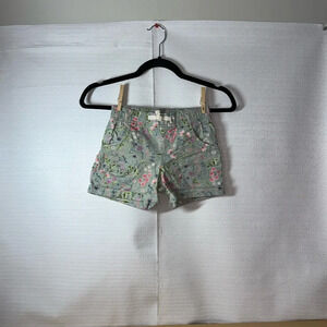 WONDER NATION Green Floral Girls Shorts Elastic Waist Size S 6/6X